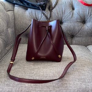 Mini burgundy Ralph Lauren bucket bag